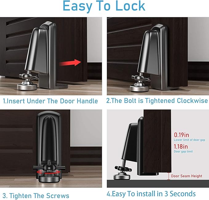Door Jammer Door Stopper, Portable Door Security Lock - Image 6