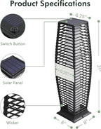 Grand patio 2-Piece Outdoor Floor Lamp Solar Powered Lantern Waterproof Wicker - Image 3