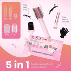 Blow Dryer Brush Set 5 in 1 with Curling Barrels, Volumizing Round & Straightening Brush, Hot Air Hair Styler Multi Styler for Blowouts, Travel Friendly, Pink – AURA LUXE