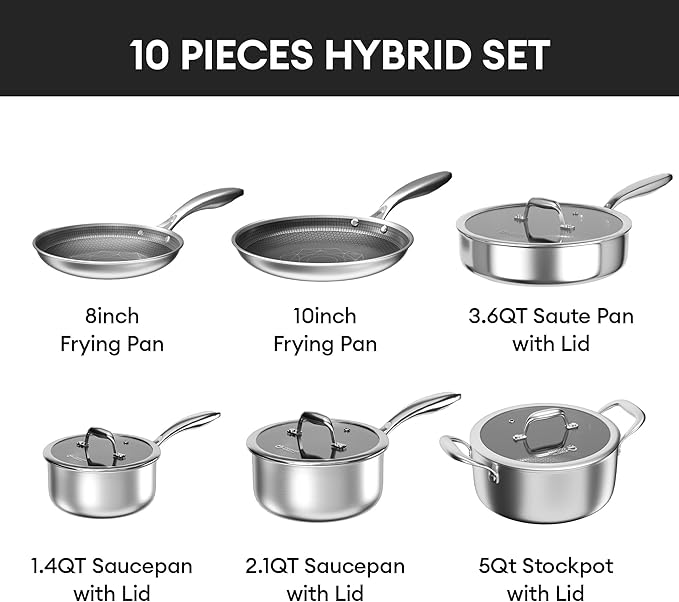 COOKER KING Stainless Steel Cookware Set, Pots and Pans Set Non Stick, Hybrid - Image 4