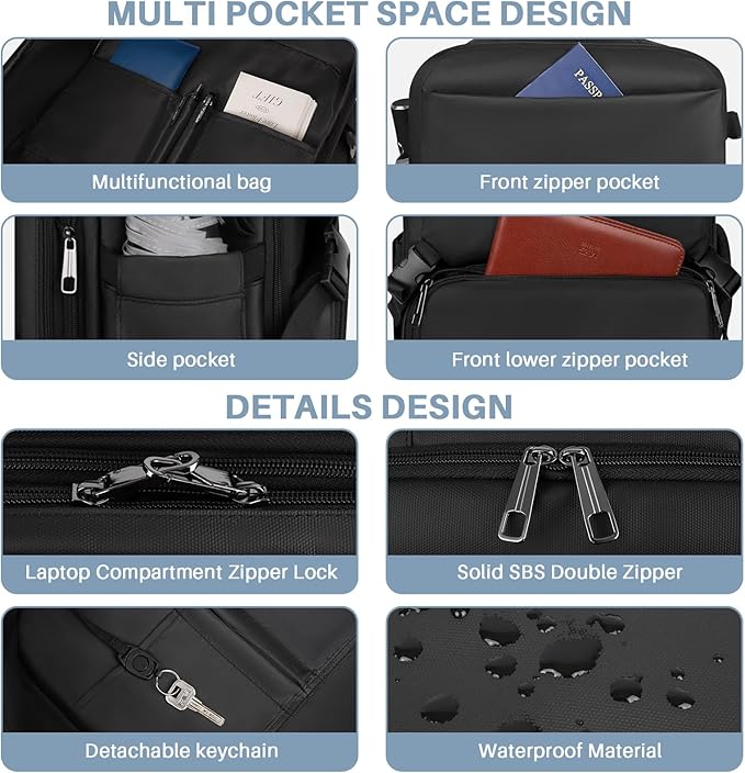 Travel Backpack Carry On Flight Approved, Lightweight Large Travel Backpack - Image 7