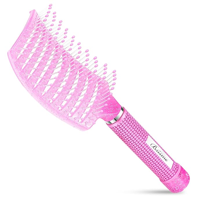 Bsisme Hair Brush with Hair Clips, Vented Brush for Faster Blow Drying, Detangler & Frizz-Free on Women Girls Kids Curly Wet Thick Fine Hair, Ideal Valentine's Day, Mothers Day, Birthday Gift for Her