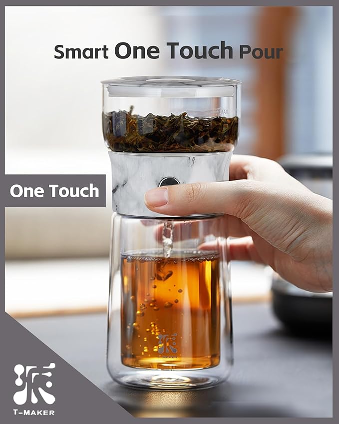 ZENS Modern One Touch Tea Maker, Glass Teapot - Image 2