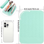 Heysam Professional Heat Resistant Mat Silicone Pad for Flat Iron Hair Straightener Mat, Portable Hot Tools Cover Pad for Vanity Salon, 9"x6.5" Non-Slip Heat Mat Cover for Countertop, Green
