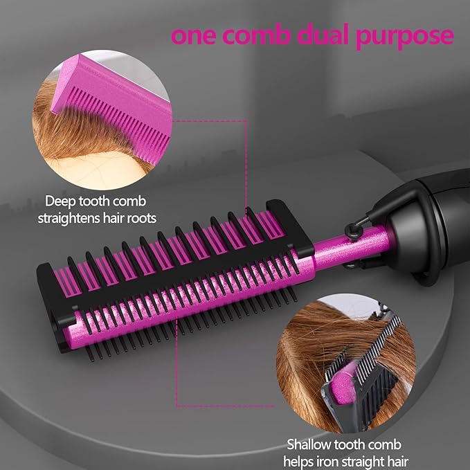 DAN Technology Electric hot Comb, Ceramic hot Comb, 500F, Temperature Adjustable, 60 min Shut Off, for Wigs, Electric straightening Comb for Black Hair