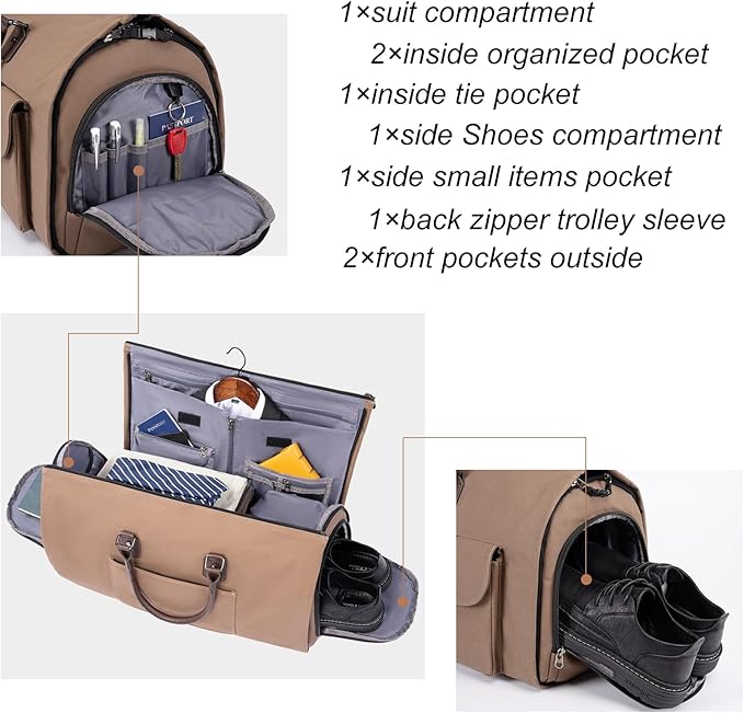 Modoker Garment Convertible Weekender Bag, Carry on Canvas Garment Duffle Bag - Image 5