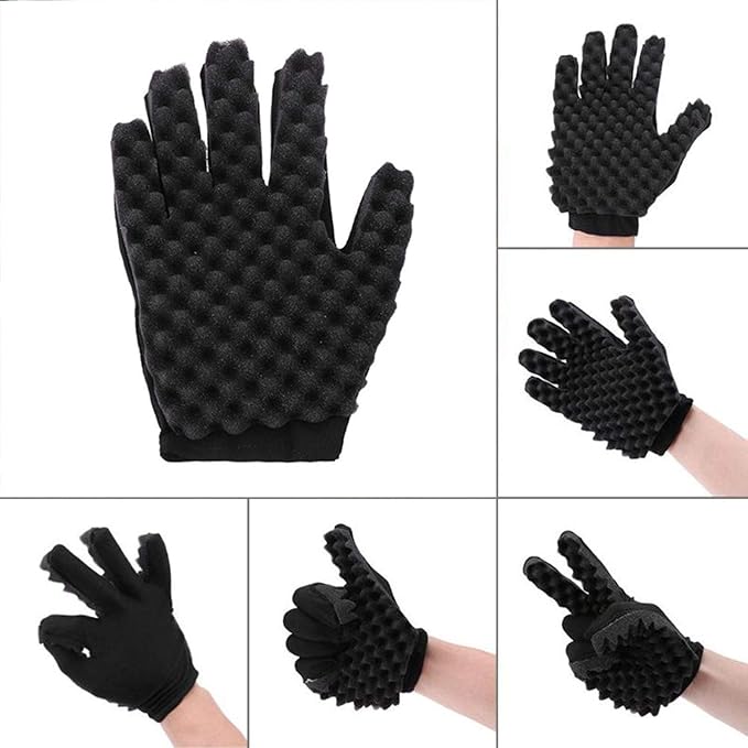 Airlxf Magic Curly Sponge Gloves - Curl Hair Wave Tutorial for Barbers, Twist Brush Styling Tool and Hair Brush