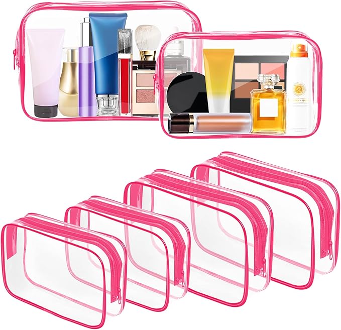 AURUZA 6 Pack Clear Toiletry Bag, Portable Travel Makeup Bags by AURUZA