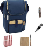 Truvelli Plush Picnic Premium Wine Bag, 7-in-1 Insulated 2 Bottle Wine Carrier by Truvelli