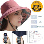 vidsel Womens Sun Hats Wide Brim Reversible Bucket Cotton Hat Packable Summer - Image 4