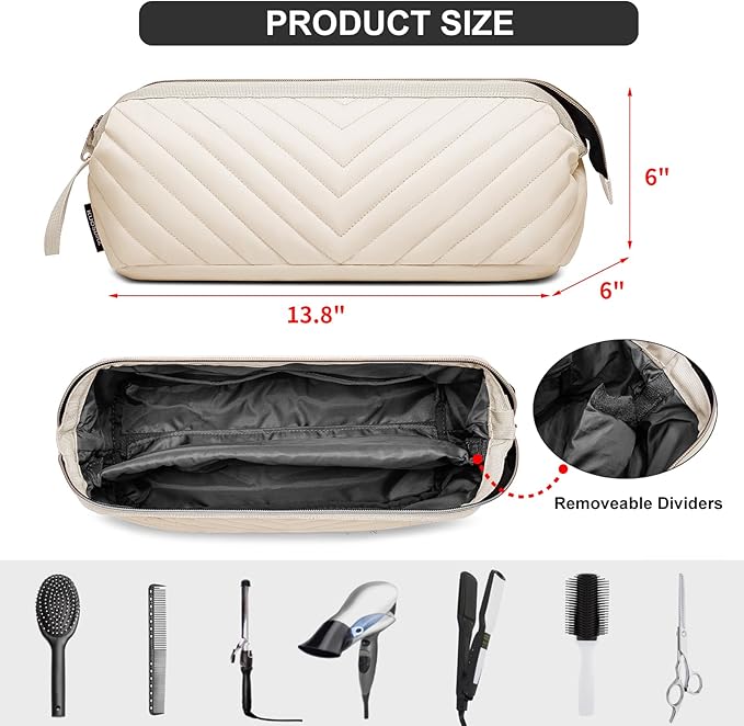 Hair Tools Travel Bag for Shark Flexstyle Dyson, Quilted Case Organizer Bag, Gift for Women Hair Accessories Storage Bag, Travel Hairdryer Portable Bag for Women, Beige