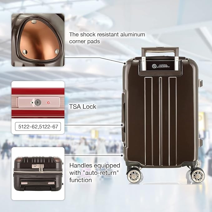 LEGEND WALKER Durable Aluminum Frame Hardside Luggage, 5122-62-GR - Image 3