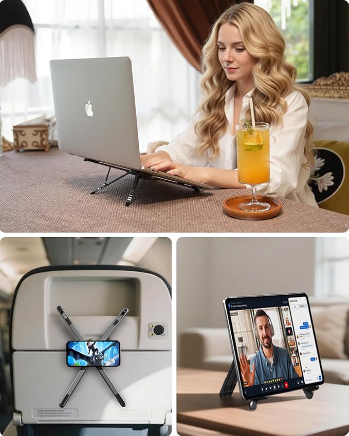 Viozon Portable Laptop Stand for Desk & Travel, Magnetic Phone Holder Tripod - Image 2
