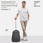 Boavan Rolling Backpack, 17 inch Water Resistant Wheeled Backpack, Carry on - Image 4