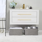 TheWarmHome Large Storage Bins Basket, 2 Pack Grey Fabric Storage Cubes - Image 5