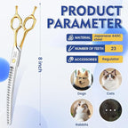 Jason 8.0 Inch Curved Chunker Scissors for Dog Grooming 23 Teeth Professional Downward Chunker Shears with Symmetric Handle Sharp Comfortable