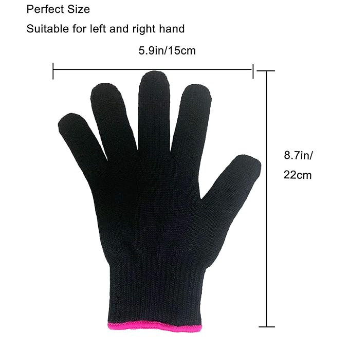 Lessmon 2 Professional Heat Resistant Gloves for Hair Styling Heat Blocking for Curling, Flat Iron and Curling Wand Suitable for Left and Right Hands