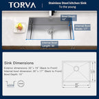 TORVA 32-Inch Undermount Kitchen Sink, Premium 304 Stainless Steel Bar Sink - Image 5
