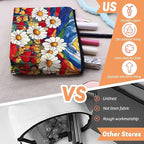 Cosmetic Bags Travel Makeup Toilet Case Waterproof Pouch for Women Girls 6.7X9.45inches - Stained - Glass Style Landscape With Daisies And Poppies