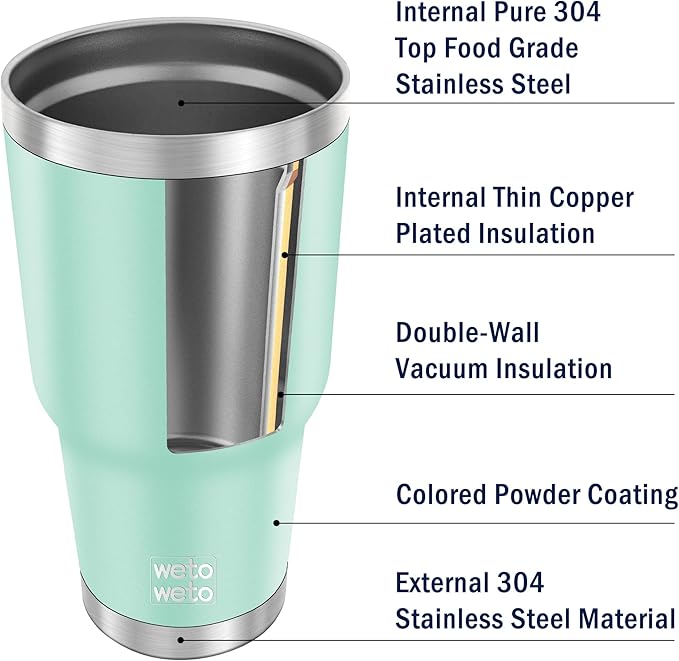 WETOWETO 30oz Tumbler, Stainless Steel Vacuum Insulated Water Coffee Tumbler Cup - Image 4