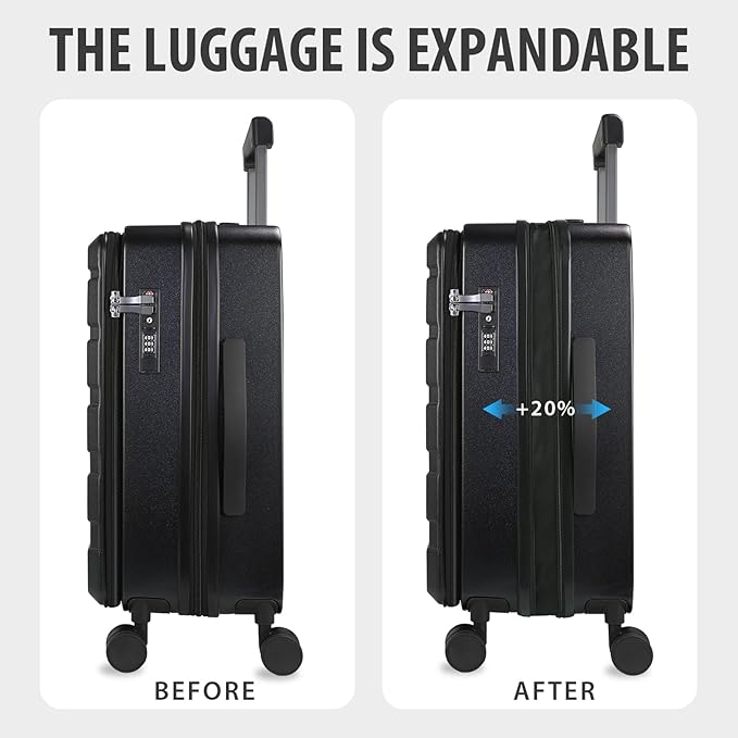 KROSER Carry On Luggage with Spinner Wheels & Built-in TSA Lock, Expandable Top - Image 5