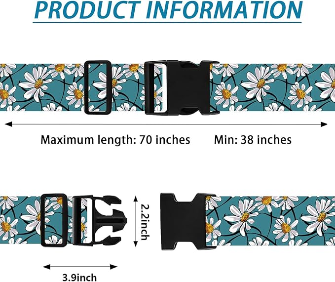 White Daisy Luggage Straps for Suitcases TSA Approved, Luggage Identifiers for - Image 2