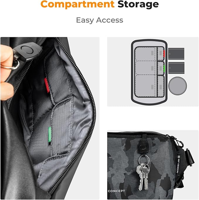 K&F Concept 2 in 1 Sling Bag Everyday Shoulder Bag & Multifunction Photography - Image 4