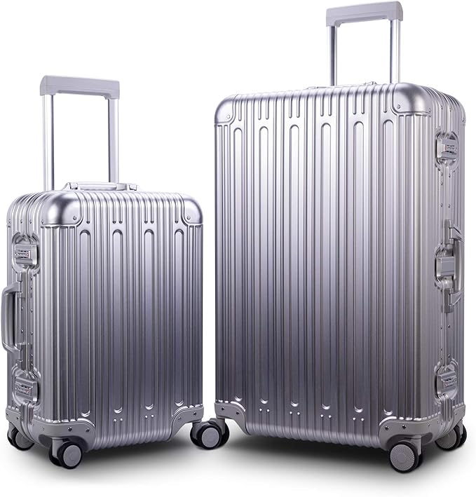 TRAVELKING All Aluminum Luggage Carry On Spinner Hard Shell Suitcase by TRAVELKING