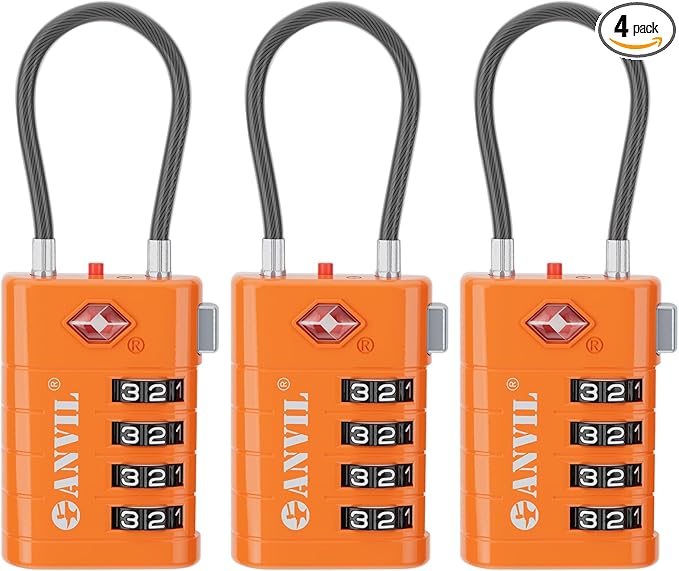 ANVIL 4 Digit Luggage Locks, TSA Locks by ANVIL