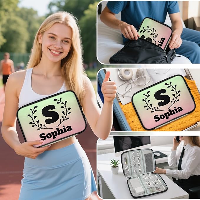 Custom Electronics Organizer Travel Case Personalized Name Initials Cable - Image 7