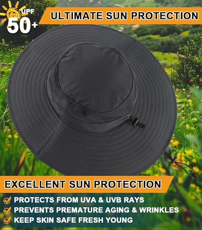 Home Prefer UPF50+ Mens Sun Hat Wide Brim Fishing Hat Foldable Large Brim UV - Image 5