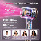 High-Speed Hair Dryer 1875W Ionic & Plasma, Blow Dryer with Diffuser & Comb Nozzle for Curly or Thick Hair, Compact 110000 RPM Fast Drying Lightweight Hair Dryer for Women with Concentrator, Pink