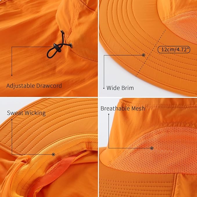Home Prefer Outdoor UPF50+ Sun Hat Wide Brim Mesh Fishing Hat - Image 4