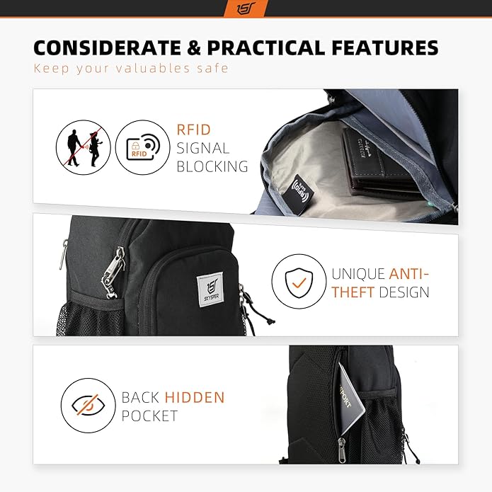 SKYSPER Sling Bag RFID Crossbody Sling Backpack Cross Body Shoulder Bag Travel - Image 3