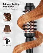 Thermal Round Brush, 1.5 inch Blowout Brush with Ceramic Barrel & Negative Ions Tech Makes Hair Smoother Get Natural Curls, Heated Styler Tool for All Hair Type, Dual Voltage