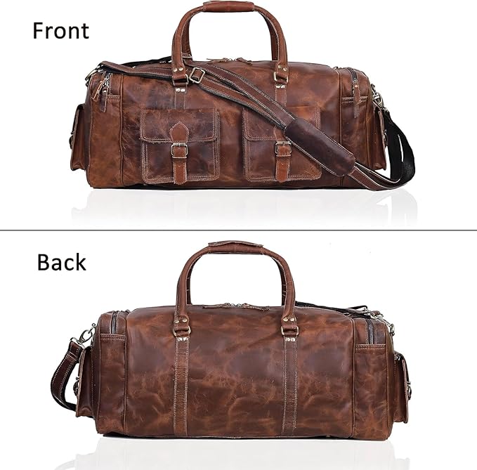 Large duffel bags for men holdall leather travel bag overnight gym sports - Image 3