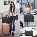 Weekender Bag for Women Canvas Overnight Bag Large Travel Tote Bag Carry on - Image 2