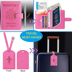 Passport Holder With Luggage Tag Cover Wallet RFID Blocking Leather Case Travel - Image 2