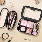 Travel Clear Makeup Bag with Makeup Brush Bag, Leather Makeup Case Toiletry Bag - Image 6