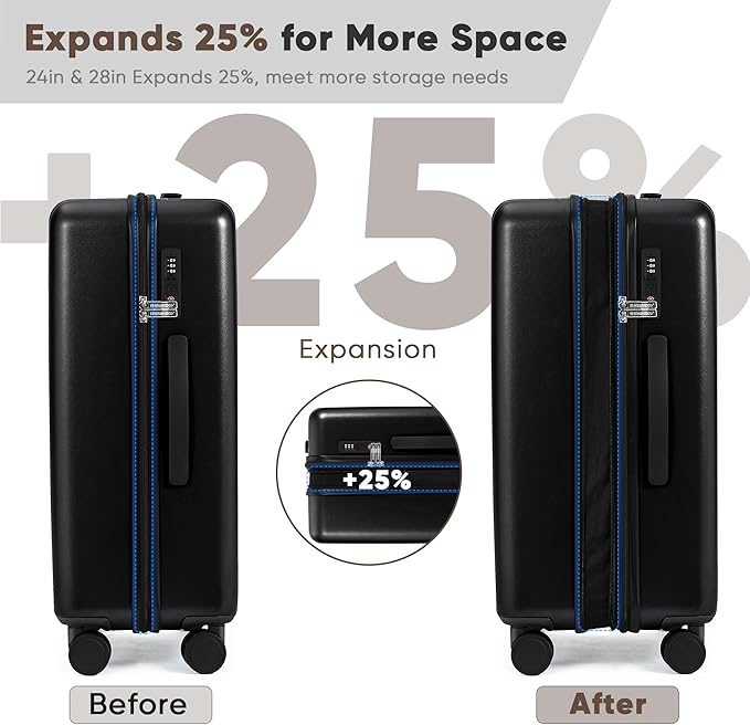 SHOWKOO Luggage Sets 3 Piece 100% PC Ultra Tough Hardside Expandable Suitcases - Image 6