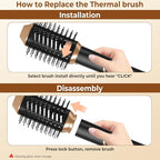 6 in 1 Hair Dryer Brush, Foldable Blow Dryer Brush with Air Styler Curler Wrap, Detachable Hot Air Brush Dry,Volumize, Straight,Curl, Negative Ion Brush Blow Dryer with Diffuser, Hair Styler Tools