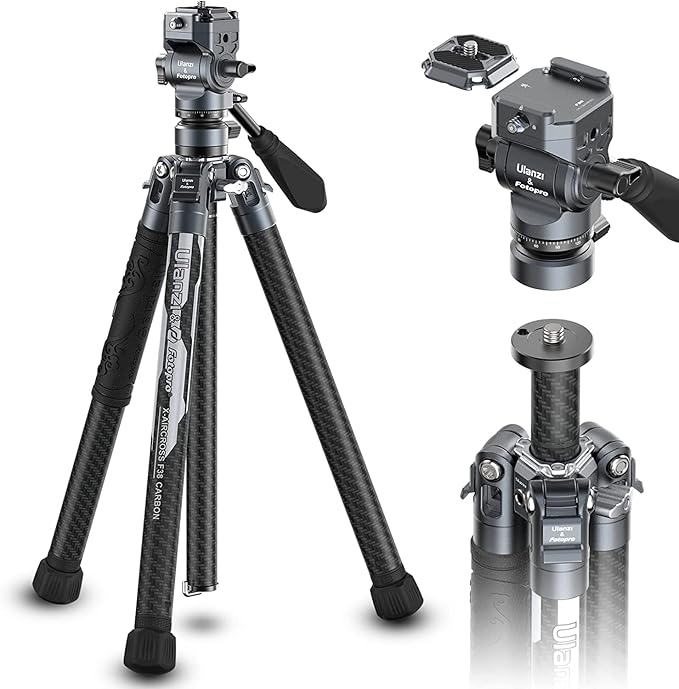 ULANZI F38 Video Travel Tripod, 61.4" Lightweight Carbon Fiber Camera Tripod by ulanzi