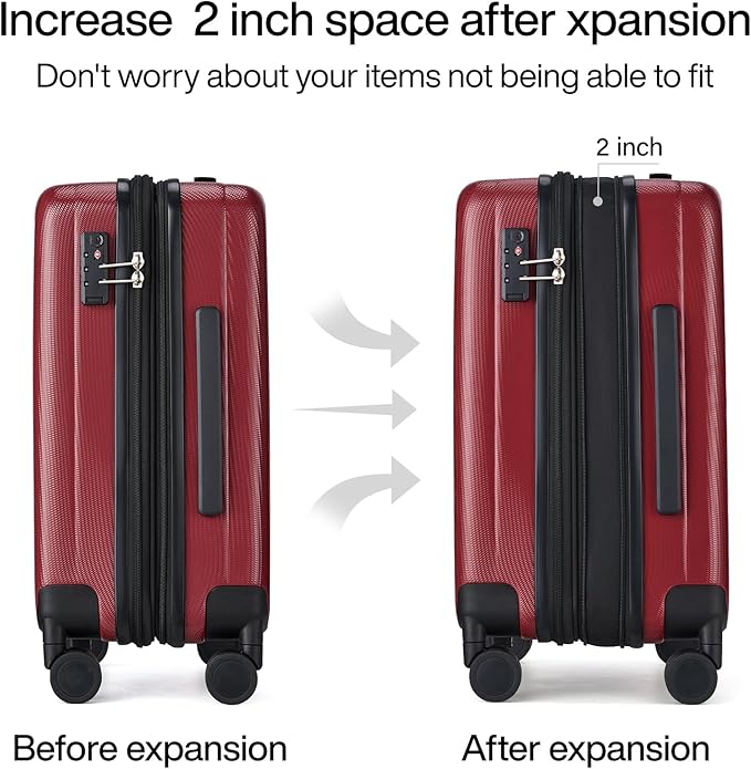 Hanke 20 Inch Expandable Carry on Luggage 22x14x9 Airline Approved Lightweight - Image 3