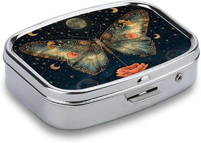 Metal 2 Compartment Pill Organizer Travel Friendly Portable Compact Pill Box - Image 3