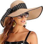 DRESHOW Beach Hats for Women Big Straw Wide Brim Summer Hat Floppy Foldable by DRESHOW