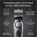 Braun All-in-One Men's Shaving Kit Series 7 7440, 12-in-1 Beard, Face, Nose, Ear Trimmer, Hair Clippers, Body Groomer and Manscaping + Travel Case + Charging Stand, Holiday Gifts for Men