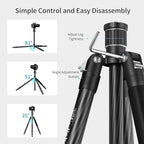 Carbon Fiber Camera Tripod, 1/4" Arca QR Plate, Compact Lightweight Travel - Image 8