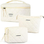Makeup Bag 3 PCS Cosmetic Bags for Women, Large Travel Make up Bag Set Cute by Lodmemo