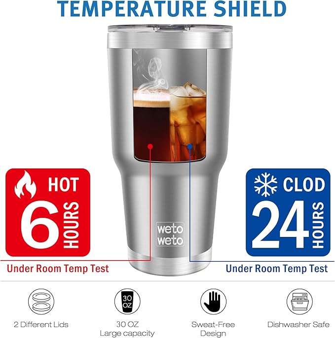 WETOWETO 30 oz Tumbler Stainless Steel Vacuum Insulated Coffee Ice Cup Double - Image 4