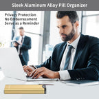 Metal Weekly Pill Organizer, Serfeymi Aluminum Daily Pill Box, 7 Day Pill Case - Image 3
